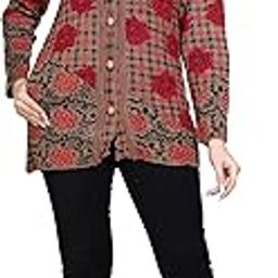 Women Sweater for Winter Woolen Acrylic Full Sleeves Round Neck Floral Design Stylish Cardigan Sweater for Winter Season |Red02-image-66