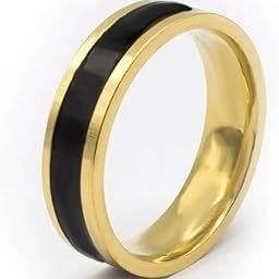 Men's Black Bands Rings Gold Plated Titanium Steel Never Fading Ring For Men and Boys-image-98