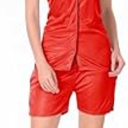 Women's Satin Plain Night Suit Set | Short Night Dress Set-image-37