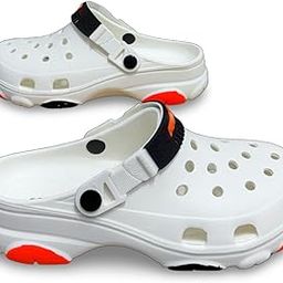 Unisex Sport Clogs with Ventilation Holes, White with Orange Accents, Adjustable Heel Strap-image-29