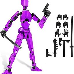 RAMONI Action Figure, Dummy 13 Action Figure Toys, Polyarticular Movable Titan 13 Action Figure Action, Robot Toy 3D Printed Toys for Desktop Decor&Game Lovers (Purple Action Figure+Accessories)-11