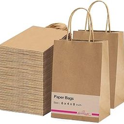 Gitanjali Paper Curves® - Disposable Brown Kraft Paper Bags 6"x8"x4" Pack of 25pcs- Small Party Favor Goodie Bag, Craft Paper Return Gift Bags -Disposable Recycled Eco Friendly Paper Bags (6"x8"x4")-picture-13