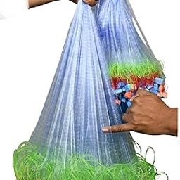 PURKAIT Fishnet Half Finger 18mm GILLNET MUD Sinker, Height 3F, UP Lenght 50F, Down Lenght 90F Fishing Net(HDP Rope)-25
