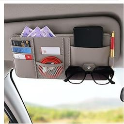 Viyoom Sun Visor Organizer for Car – Universal Fit PU Leather Multipocket Storage Holder for Cards, License, Cash, Pen, Sunglasses – Car Interior Accessories for SUV, Van, Truck (29 x 15 X 0.5 cm)-image-37