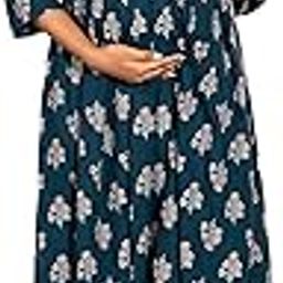 Women's Pure Cotton Floral Fit & Flare Maternity Kurta-image-90