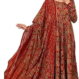 klosia Women Printed Anarkali Kurta and Pant Set with Dupatta-picture-4