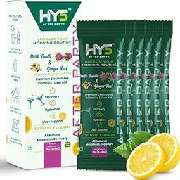 HY5 After Party Powder – Fast Hangover Relief Drink Mix with Ginger Extract, Milk Thistle, Pink Salt & Natural Lemon | Electrolytes + Detox Blend | 6 Sachets | Rehydrate & Recover Naturally-image-22