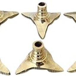 DRIKIPO Brass Wick Holder for Pooja Diya, Set of 6, Gold, Traditional Oil Lamp Stand for Pooja Deepak/Deepam/Batti Holder/Batti Stand-image-57