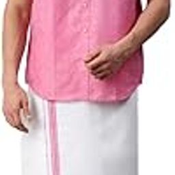 RAMRAJ trending cotton half sleeve shirt and fancy border dhoti for men-image-16