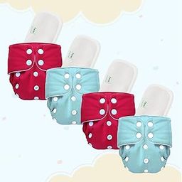 Deedry Oeko-Tex Certified Baby Cloth Diapers Washable & Reusable Diapers with Adjustable Snap Buttons | 3 Months- 3 Years (Pack of 4, With Inserts)-25