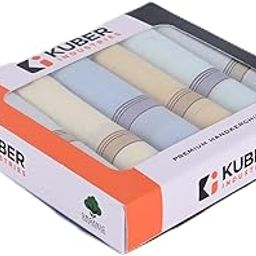 Kuber Industries Pack of 6 Handkerchiefs for Men & Nakins | Daily Use Cotton Rumal for Men | Reusable Hanki set for Gents with Box | Light Color-image-88
