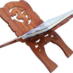 CRAFTCASTLE Wooden Hand Carved Holy Book Stand for Quran, Bible, Gita for Reading Rehal Stand (OM, 15 Inches)-image-23