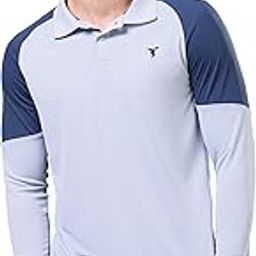 Men's Slim Fit Polyester Colorblocked Athleisure Polo T-Shirt with Full Sleeve, Moisture Wicking and Quick Dry-image-7