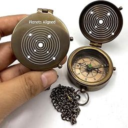 Planets Aligned Nautical Brass Pocket Compass, Groomsmen Gift, Husband Gift, Gift for Travelers-25