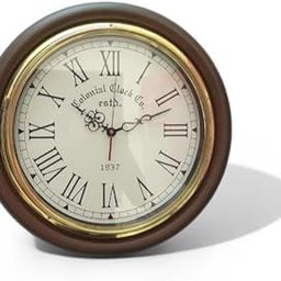 Antique MART..Vintage Wooden Finish Brass Wall Clock (Brown, 16 Inch)-image-1