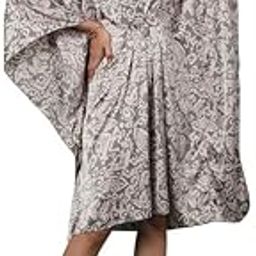 Kaftan For Women, Trendy Summery Floral Print, Unique Pleat Detailing, Rich Grey Color Palette,Flowy And Summery Silhouette-image-30