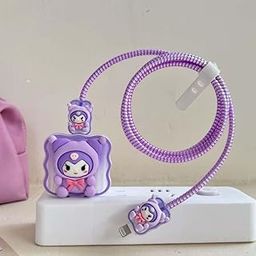 MAGICHUB Compatible for Samsung Galaxy 25W Charger Case Cover, Cartoon Character, Silicone Charger Case Cover Compatible for Samsung 25W 360 Degree Full Protection Cover (Purple-Kuromi)-27
