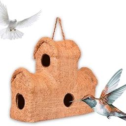Bird Nest for Sparrows & Birds | Organic Natural Hanging Bird House for Balcony, Garden & Outdoor | Brown | Eco-Friendly | Set of 1|bunglow House-18