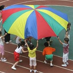 ATORSE 6.5 Feet 8 Handles Children Kid Rainbow Parachute Training Toy Game Colorful-image-72
