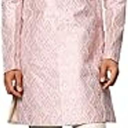 Men's Purple And Cream Silk Blend Sherwani Set-1
