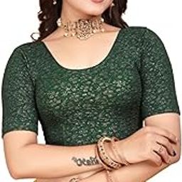Women's Jacquard Readymade Saree Blouse with Round Neck Elbow Sleeve Pull On Regular | Stitched Blouses Womens Readymade | Stitched Blouses for Women-picture-43