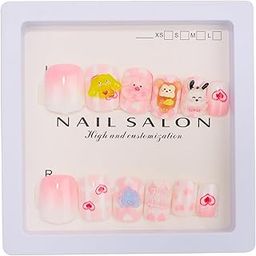CherryBox Beautiful and Cute 3D Cartoon Nails Set of 12 pieces for Kids and Adults Cartoon Kawaii Resin Art Cartoon Design-14