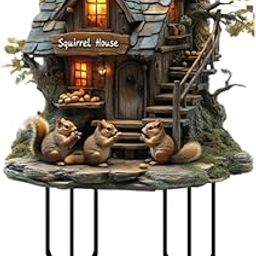 UJEAVETTE Garden Squirrel House Stake Acrylic Lawn Sign Decor for Pathway Yard Walkway-image-31
