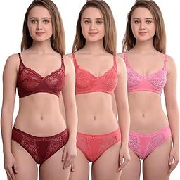 Lingerie Set Full with Coverage Non-Padded Bra and Hipster Panty (Pack of 3)-image-19
