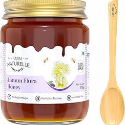 Farm Naturelle Honey : Jamun Flower Wild Forest Honey | 100% Pure Honey, Raw Natural Un-processed -Un-heated Honey |700g+75gm Extra and a Wooden Spoon| Lab Tested Honey In Glass Bottle.-14