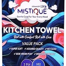 MISTIQUE 2 Ply 102 Pulls Kitchen Towel/Tissue Paper Roll | Soft and Highly Absorbent | 100% Natural Virgin Pulp | Dispenser Friendly-image-18