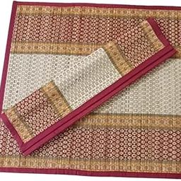 Home Carpets for Indoor Living Space19x19 Inches Handmade Kusha Grass Asan for Pooja (Multicolor) – Eco-Friendly Meditation Mat for Rituals, Yoga, and Meditation - Set of 2 Pcs-image-11