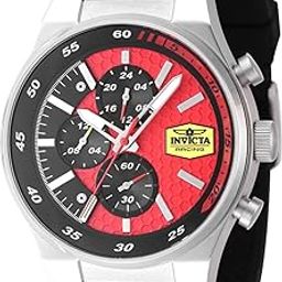 Silicone Racing Analog Red Dial Men'S Black Band Watch - 47739-image-7