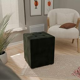 ETIQUETTE ART Cushion Stool| Foot Stool |Fruit Stool| Square Table| Office Stool| Bedside Table | Cushion Stool | Stool for Kitchen (Dark Green)-image-80