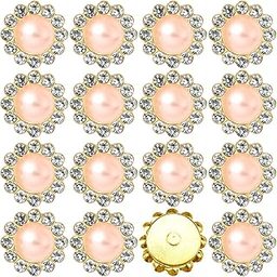 100 Pcs 12mm Flower Claw Pearl Sew On Rhinestones Gold Flatback Base Shiny Crystals Rhinestones Stones for Wedding Clothing Dress Shoes Crafts Decoration (05 Champagne)-image-27