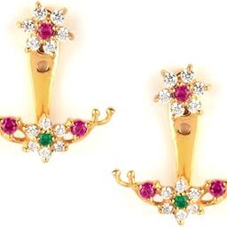 shaya By Caratlane Cluster Of Dreams 7 Stone Earrings In Gold Plated 925 Silver For Women-picture-35