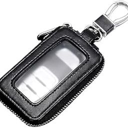 Universal Car Key Case Leather Car Smart Key Chain Keychain Holder 360 degree Metal Hook and Keyring Zipper Bag for Remote Key Fob-5