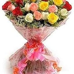Floral Fantasy® Valentines Day Gift | Fresh Flower Bouquet of 25 Mix Roses in Cellophane Wrapping (Bunch of 25)-image-33