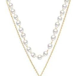 Layered Pearl Necklaces for Women Pearl Choker Necklace for Teen Girls Layering Necklaces Double Layer Necklace Pearl Pendant Necklace for Girls, Small-image-93