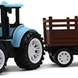 Neokiddo Toys Friction Powered Trolley Farm Tractor Toy for Kids & Toddlers/Boys & Girls – Durable Push & Go Farm Vehicle for Ages 3+, Medium Size Plastic Toy for Pretend Play & Outdoor Fun (Sky Blue)-2