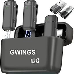 GWINGS Professional Wireless Mic, Dual Transmitter with Charging Case, USB-C, Lightning & USB Support with iPhone & Android, Laptop Long Battery Life 65 Ft Range, for YouTube, Streaming and More-7