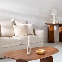 OGH Curved Edge Wooden Coffee Table | Center Table | Coffee Table for Living Room | 135 x 77 x 35.5 cms | Brown (Brown)-30