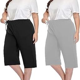 Brand Flex Women's Plus Size Capri Pant for Yoga, Gym, Sport Workout - Loose Fit Plain Yoga Pants-image-21