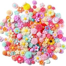 100PCS Flatback Resin Flower Charms Mini Flower Beads Charms Cabochons Embellishment Mixed Colors Daisy Resin Slime Charms for DIY Craft Scrapbooking Hair Clip Decor-image-68