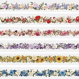 NUDFSY 6 PCS Washi Tape Set, Rolls Floral Washi Journal Stickers, Transparent Aesthetic Flower Stickers, Diy Decorative Tape Supplies For Scrapbook, Journal, And Diy Craft Washi Tape Sticker Set-image-66