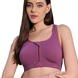 Women Front Open Zipper Sports Bra | Wire Free Sweat Absorbent, Soft Cotton Lycra Fabric for Ultimate Comfort-55