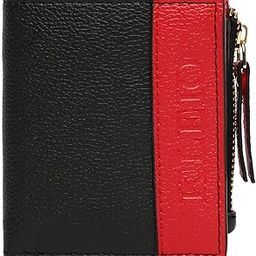 Vegan PU Color Blocked Bifold Wallet with Multi Card Slots with Zip for Women and Ladies (HO5019KL-BLRE)(Black RED)-image-17