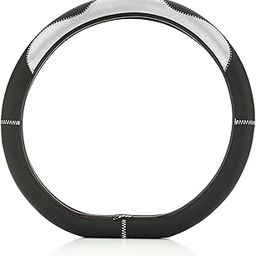 SOFT X Premium Faux Leather Car Steering Wheel Cover Flat Bottom D Shape Breathable Anti Slip Steering Cover for Untlimate Comfort & Style (Silver & Black)-3