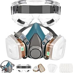 Half Face Respirator Mask with 6001 Filters - Paint Respirators for Chemical Against Gases Dust Organic Vapors Spray Sanding Welding 6200 Blue-15