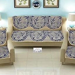SPIEx-cell Excell loomtex Presents New Patti (Leaf) Exclusive Royal Look Velvet Sofa Cover Set of Heavy Fabric 500 TC Floral Design 5 Seater Sofa Cover -|| Set of 6 Piece ||-image-25