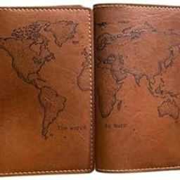 World Map Couple Passport Cover for Men and Women | Travel Accessories Organizer | Vegan Leather Passport Holder | Unisex Handcrafted Gift | Tan-54